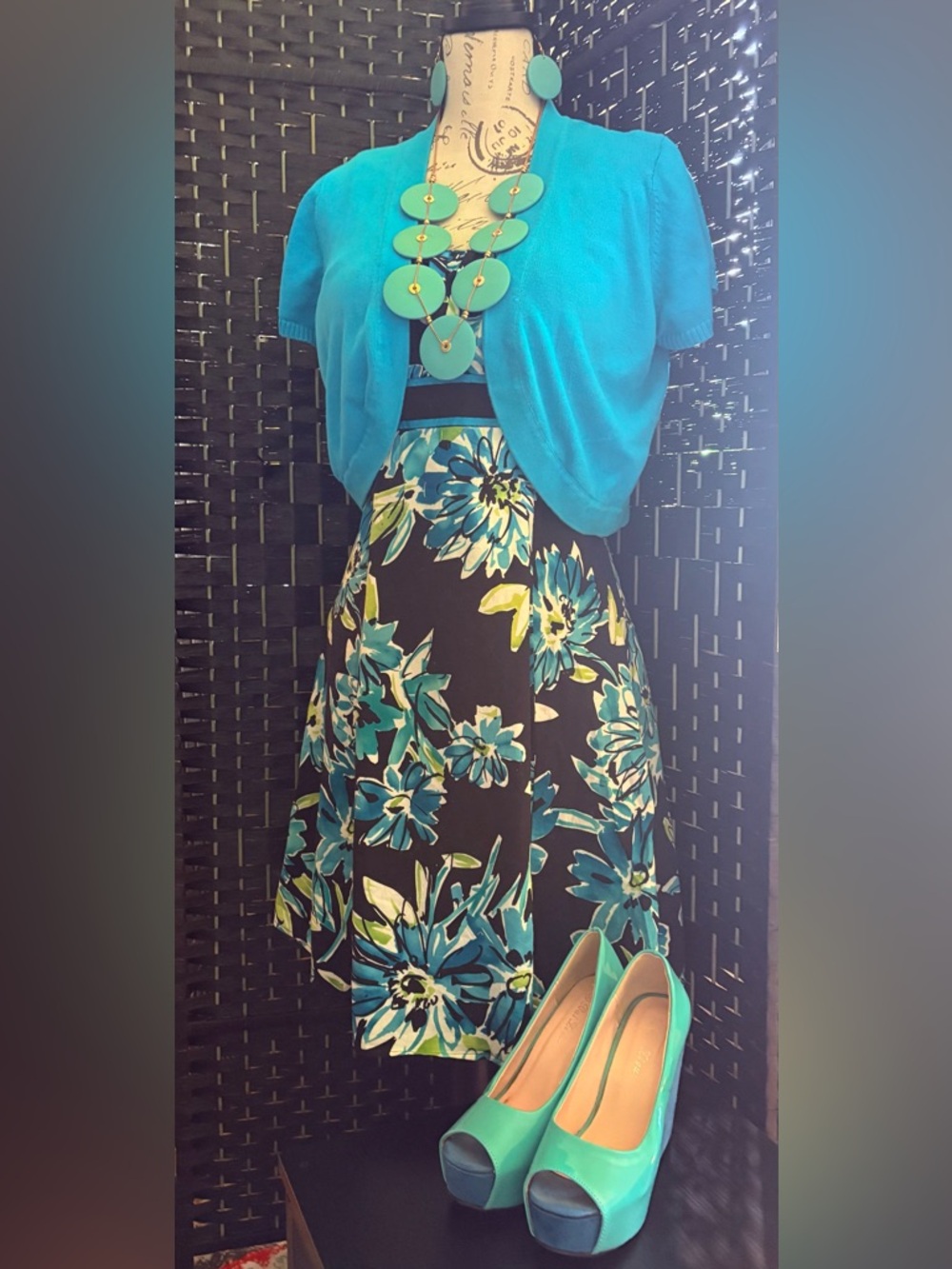 Madison leigh Petite 10P Sundress w/Teal Bolero